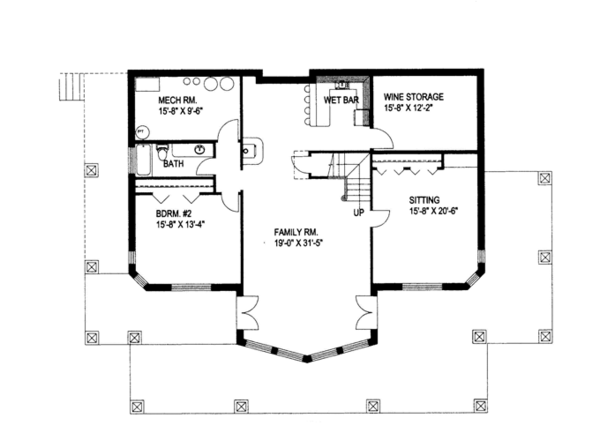 Ranch Floor Plan - Lower Floor Plan #117-840
