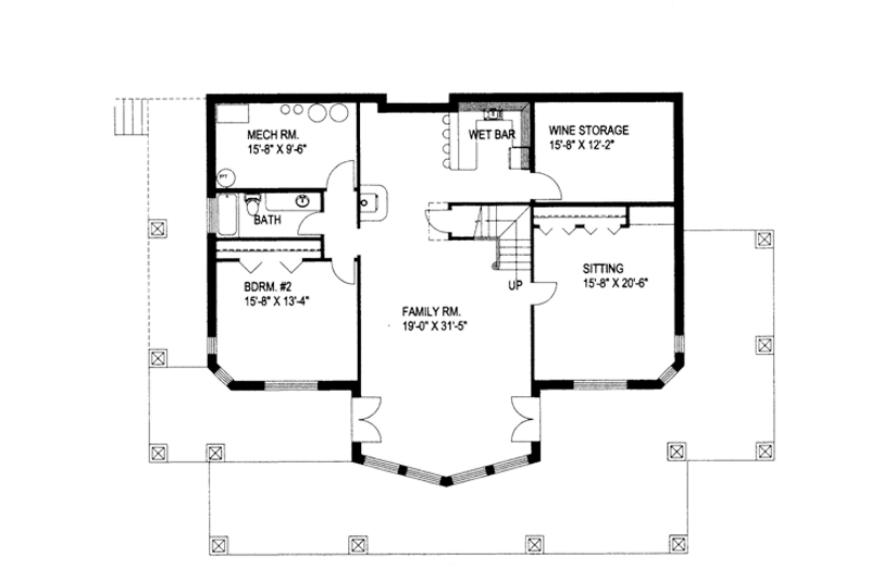 Home Plan - Floor Plan - Lower Floor for Ranch House Plan #117-840 - 2 bed, 3 bath
