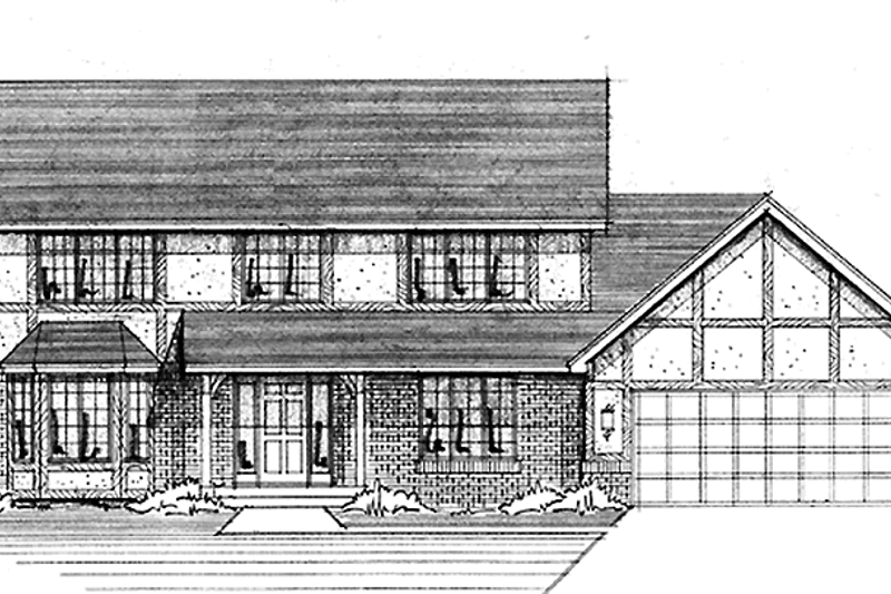 House Blueprint - Tudor Exterior - Front Elevation Plan #51-723
