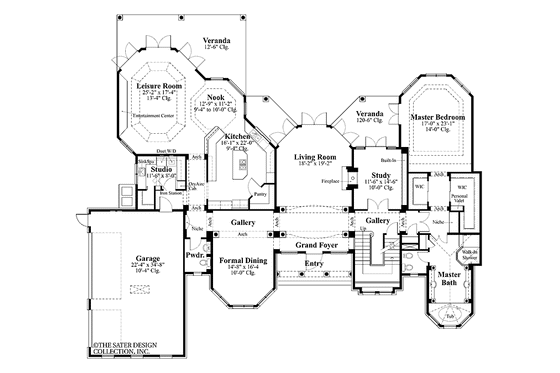 Floor Plan - Main Floor for Mediterranean House Plan #930-42 - 4 bed, 3.5 bath