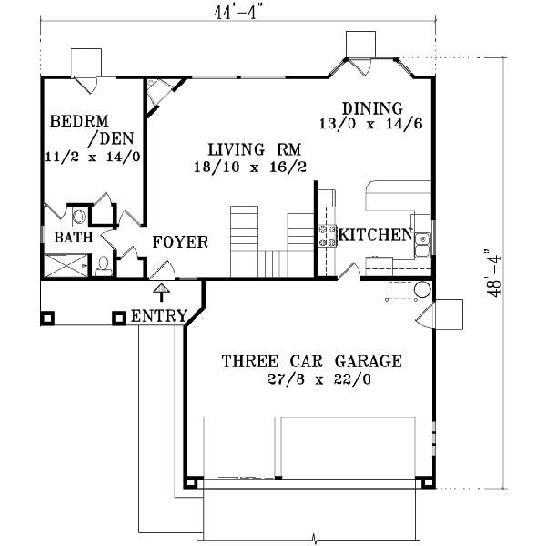 House Design - Adobe / Southwestern Floor Plan - Main Floor Plan #1-1400