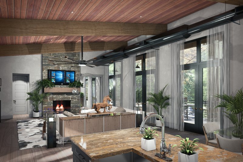 House Blueprint - Interior - Family Room 1 for Contemporary House Plan #120-293 - 3 bed, 3 bath