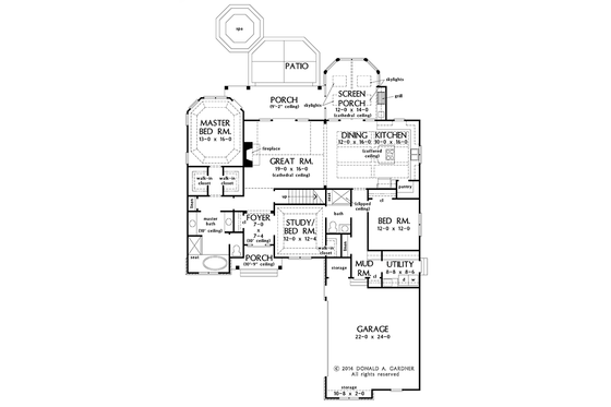 Floor Plan - Main Floor for Craftsman House Plan #929-981 - 3 bed, 2 bath