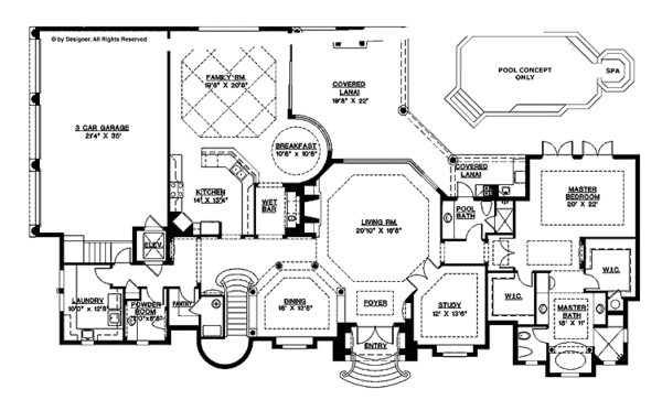 House Plan Design - Mediterranean Floor Plan - Main Floor Plan #1017-64