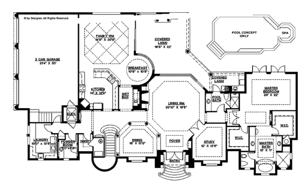 House Blueprint - Mediterranean Floor Plan - Main Floor Plan #1017-64