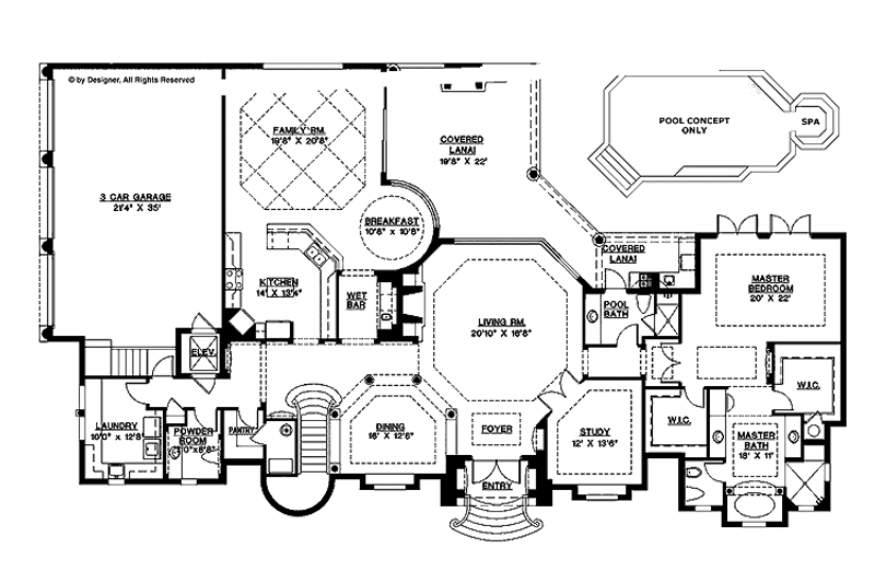 Home Plan - Floor Plan - Main Floor for Mediterranean House Plan #1017-64 - 4 bed, 5.5 bath