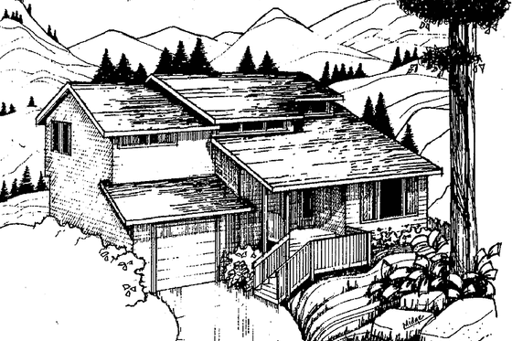 Exterior - Front Elevation 3 for Contemporary House Plan #60-886 - 2 bed, 1 bath