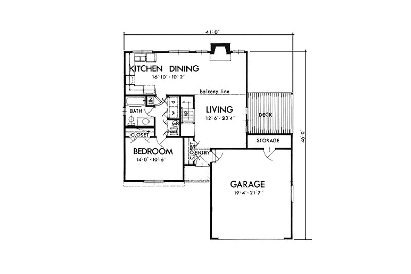 Home Plan - Floor Plan - Main Floor for Prairie House Plan #320-1207 - 3 bed, 2 bath