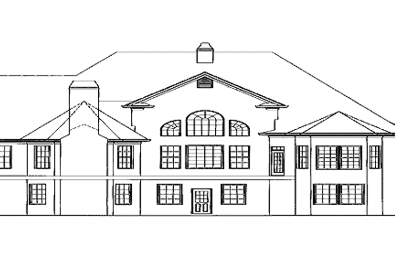 Home Plan - Exterior - Rear Elevation for European House Plan #54-291 - 3 bed, 3.5 bath