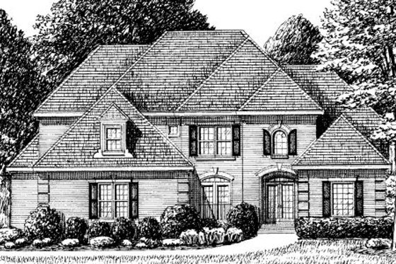 Exterior - Front Elevation for European House Plan #34-225 - 4 bed, 3.5 bath