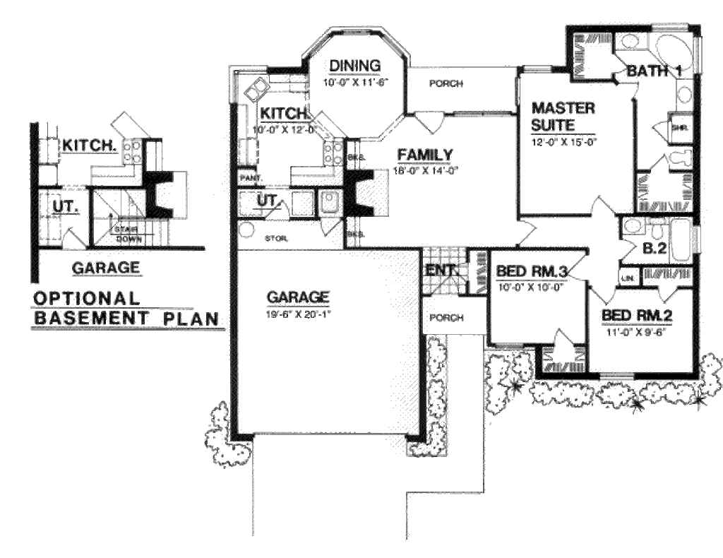 Traditional Style House  Plan  3 Beds 2 Baths 1300  Sq Ft 