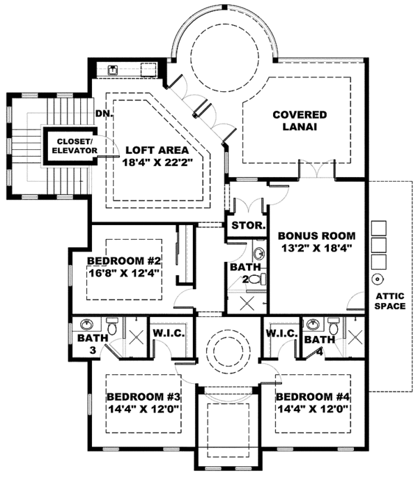 House Blueprint - Country Floor Plan - Upper Floor Plan #1017-130