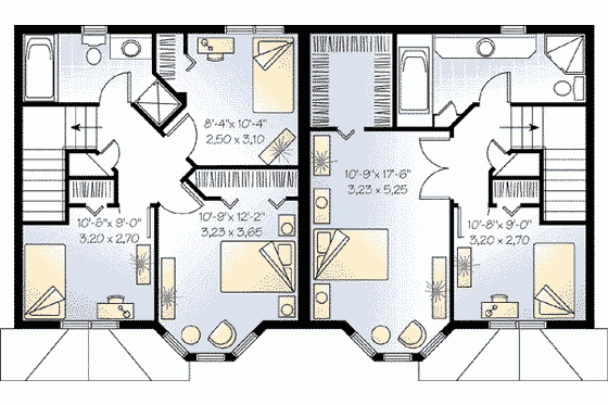 Floor Plan - Upper Floor for European House Plan #23-514 - 3 bed, 1.5 bath