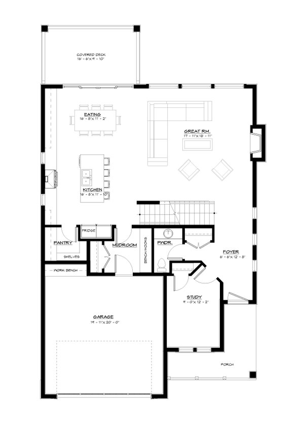 Architectural House Design - Farmhouse Floor Plan - Main Floor Plan #1114-61