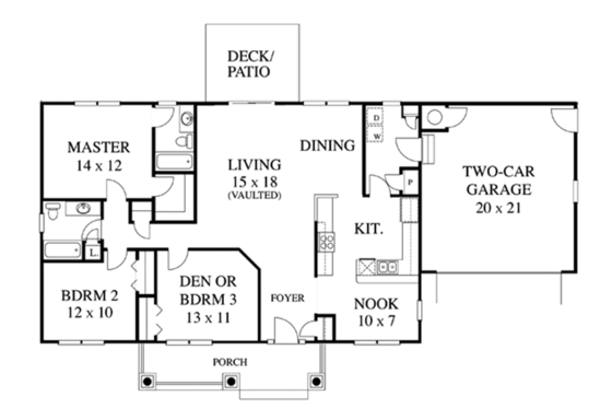 Floor Plan - Main Floor for Country House Plan #1053-19 - 3 bed, 2 bath