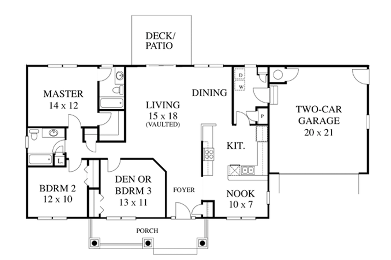 Dream House Plan - Floor Plan - Main Floor for Country House Plan #1053-19 - 3 bed, 2 bath