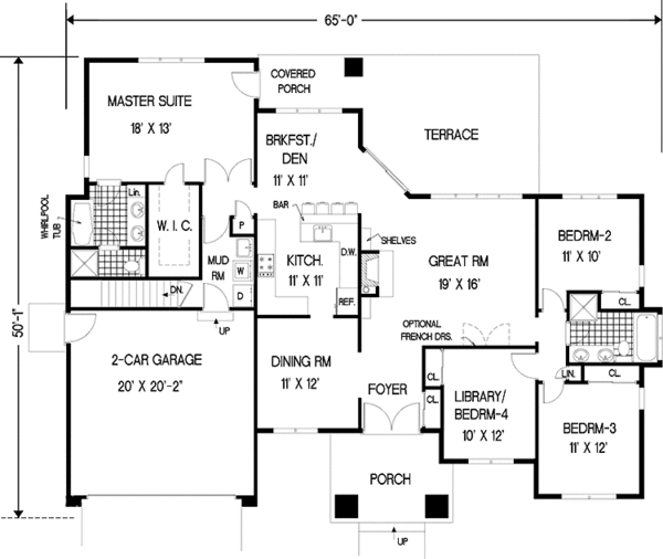 House Plan Design - European Floor Plan - Main Floor Plan #3-288
