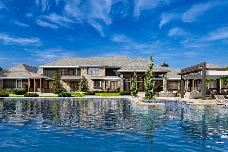 House Design - Exterior - Rear Elevation for European House Plan #54-586 - 7 bed, 7 bath