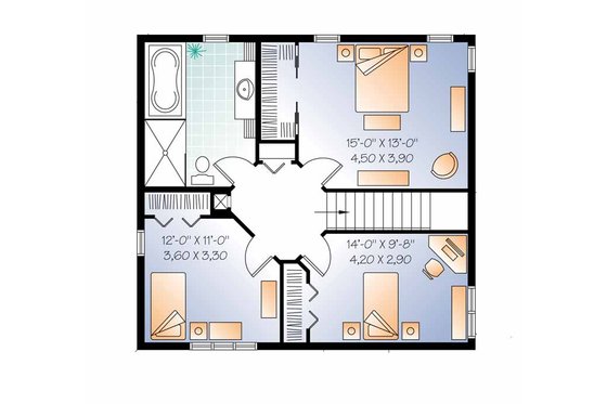 Floor Plan - Upper Floor for Country House Plan #23-2555 - 3 bed, 2 bath