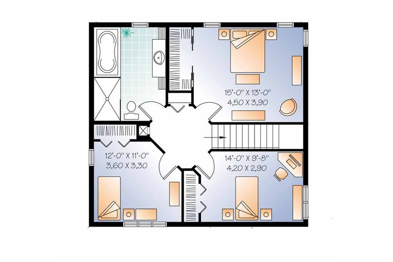 Home Plan - Floor Plan - Upper Floor for Country House Plan #23-2555 - 3 bed, 2 bath