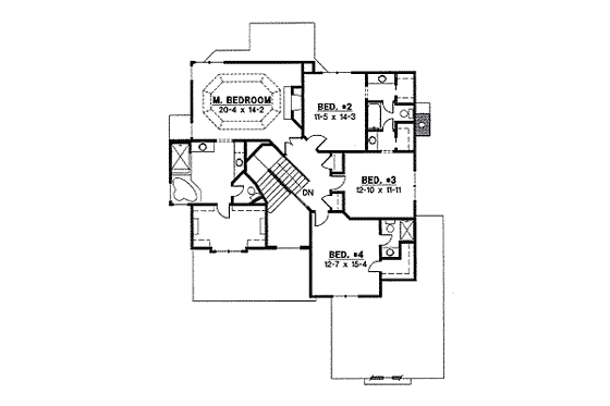 Floor Plan - Upper Floor for Traditional House Plan #67-836 - 4 bed, 3 bath