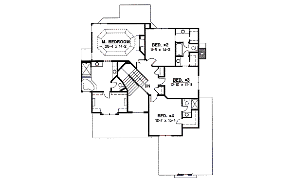 Traditional Floor Plan - Upper Floor Plan #67-836