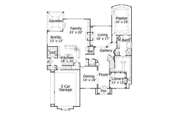 Floor Plan - Main Floor for European House Plan #411-362 - 5 bed, 4.5 bath