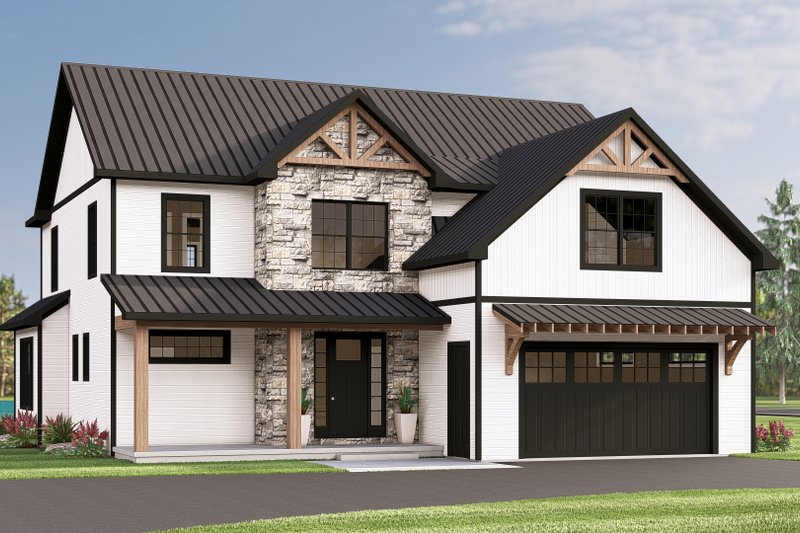 House Blueprint - Farmhouse Exterior - Front Elevation Plan #1064-380