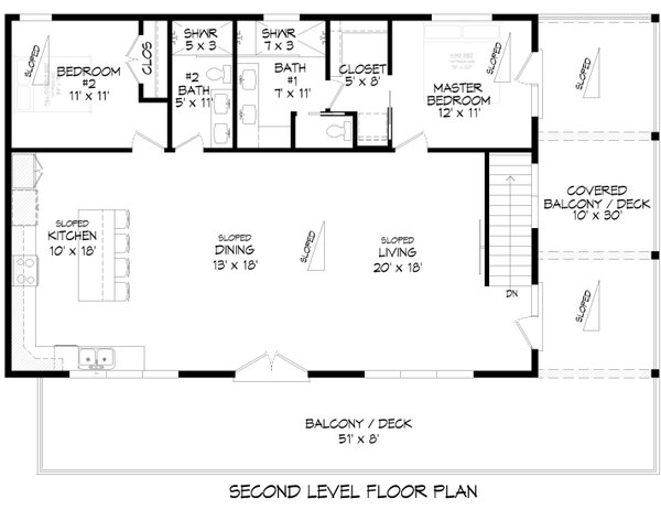 House Blueprint - Beach Floor Plan - Upper Floor Plan #932-1370