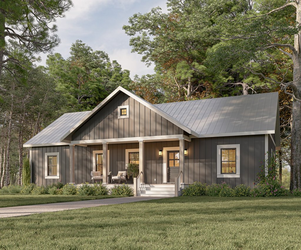 Farmhouse Style House Plan - 3 Beds 2 Baths 1402 Sq/Ft Plan #44