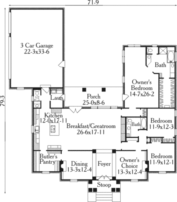 Southern Floor Plan - Main Floor Plan #406-235