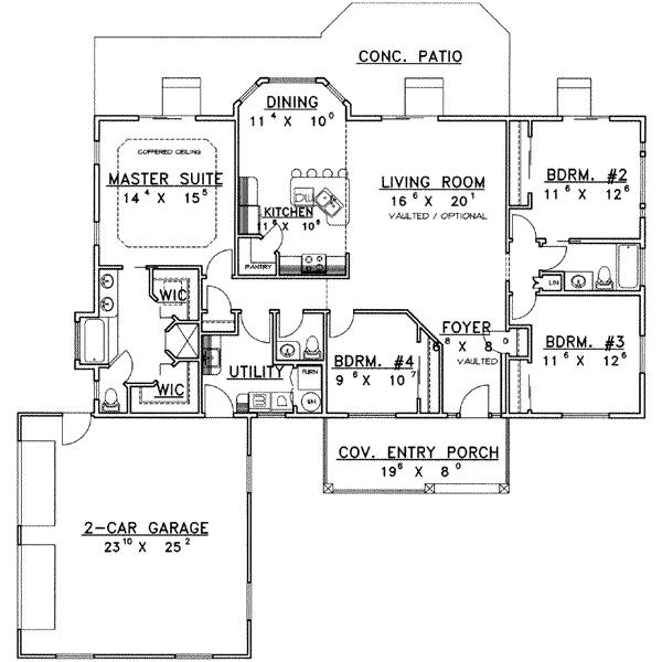 House Design - Ranch Floor Plan - Main Floor Plan #117-392