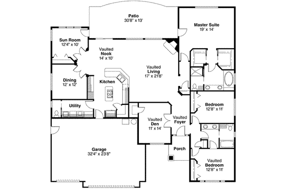 Floor Plan - Main Floor House Plan #124-477 - 3 bed, 2.5 bath