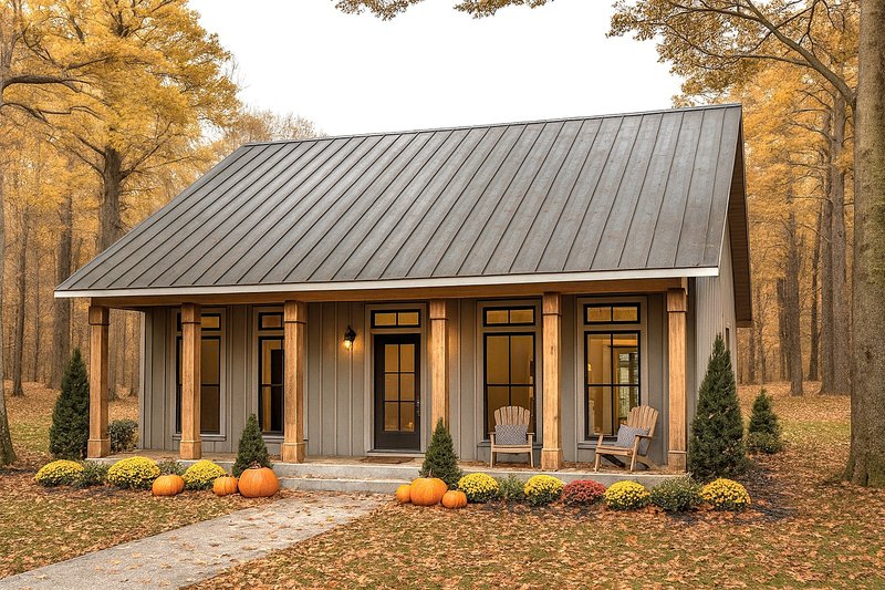 Cottage Style House Plan - 3 Beds 1 Baths 1056 Sq/Ft Plan #44-302 Exterior
