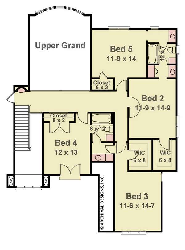 Home Plan - Floor Plan - Upper Floor for European House Plan #119-223 - 5 bed, 3 bath