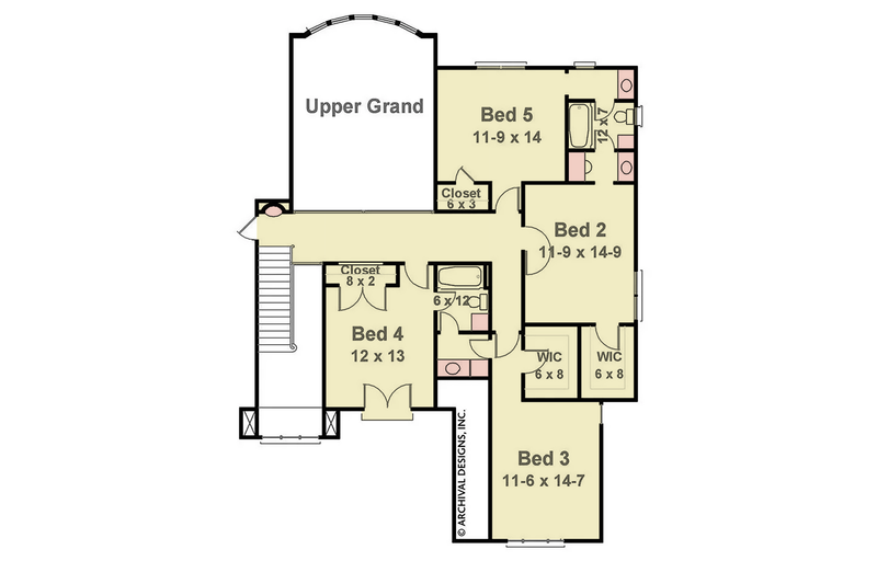 Home Plan - Floor Plan - Upper Floor for European House Plan #119-223 - 5 bed, 3 bath