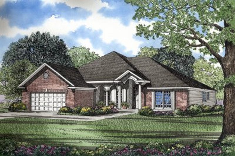 European Style House Plan - 3 Beds 2 Baths 1950 Sq/Ft Plan #17-1025