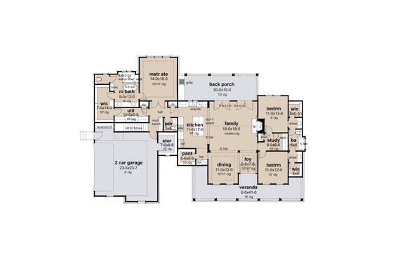 Floor Plan - Main Floor for Cottage House Plan #120-285 - 3 bed, 2.5 bath