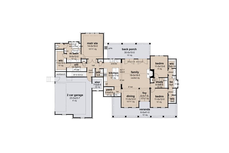 House Design - Floor Plan - Main Floor for Cottage House Plan #120-285 - 3 bed, 2.5 bath