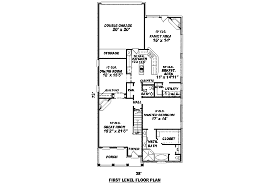 Floor Plan - Main Floor for Colonial House Plan #81-1058 - 3 bed, 2.5 bath