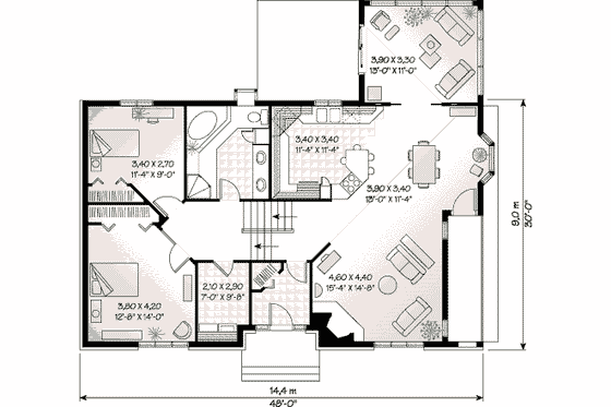 Floor Plan - Main Floor for Modern House Plan #23-151 - 2 bed, 1 bath