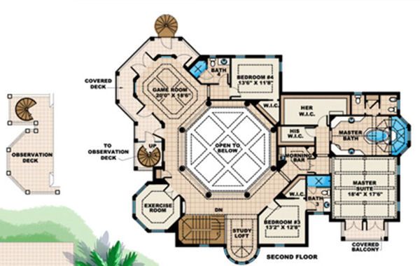 Mediterranean Floor Plan - Upper Floor Plan #27-385