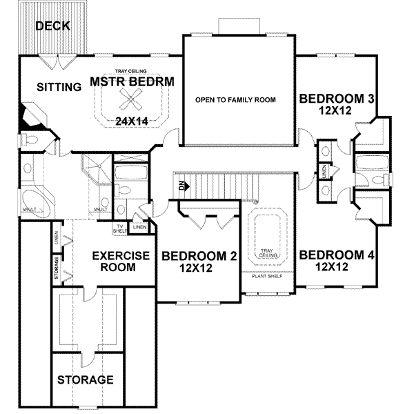 European Floor Plan - Upper Floor Plan #56-212