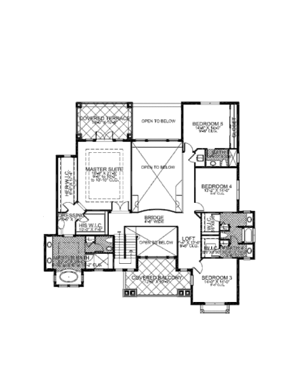 Mediterranean Floor Plan - Upper Floor Plan #420-244