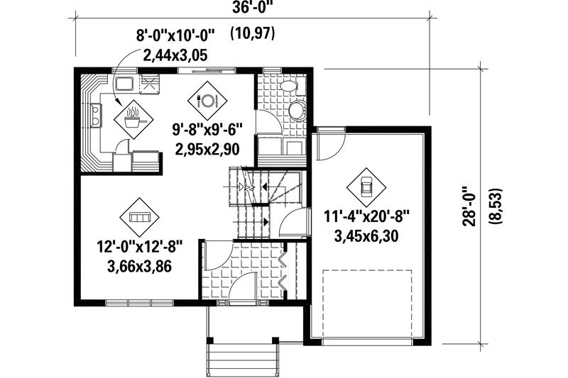 House Plan Design - Floor Plan - Main Floor for European House Plan #25-4563 - 2 bed, 1 bath