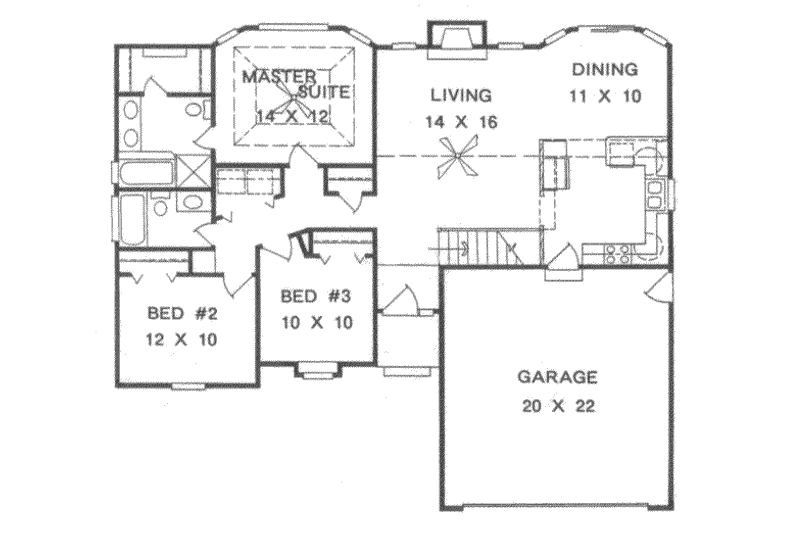 House Blueprint - Floor Plan - Main Floor for Traditional House Plan #58-122 - 3 bed, 2 bath