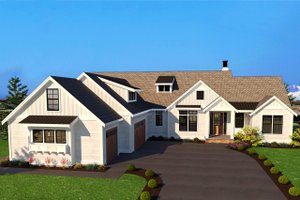 Exterior - Front Elevation 3 for Farmhouse House Plan #1070-4 - 3 bed, 2.5 bath