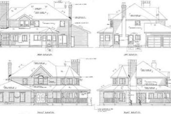 Exterior - Rear Elevation for Country House Plan #47-220 - 4 bed, 2.5 bath