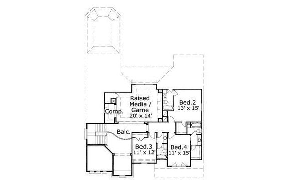 Floor Plan - Upper Floor for European House Plan #411-554 - 4 bed, 4.5 bath