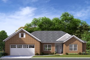 Ranch Exterior - Front Elevation Plan #513-19